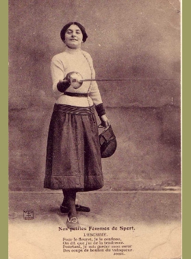 antique postcard, lady epeeist